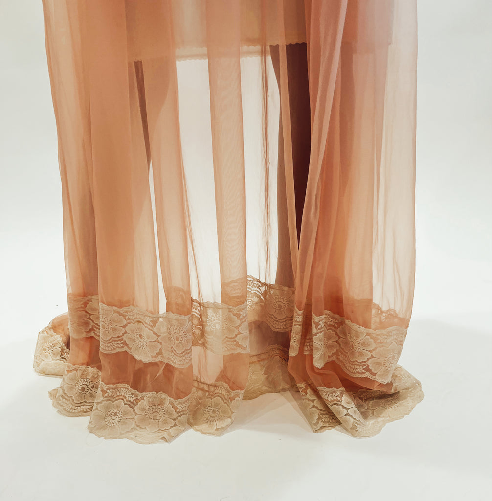 Peach lace robe