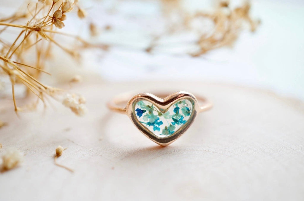 heart pressed flower ring